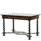 Prachtige En Sierlijke, Antieke 19e Eeuwse Hollandse Marqueterie Tafel thumbnail 1