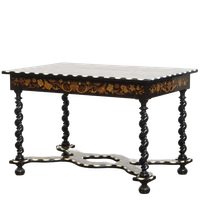Prachtige En Sierlijke, Antieke 19e Eeuwse Hollandse Marqueterie Tafel