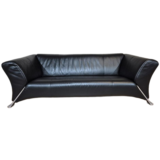 Rolf Benz 322 Zwart Leder 2,5 Zits Bank Design Anita Schmidt 1