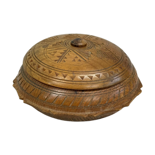 Houten Schaaltje Met Deksel Vintage Teakhout 1