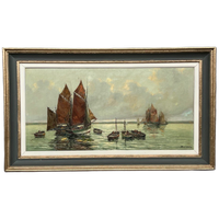 Albert Bern (1898-1968) "zeegezicht". Impressionisme. Olieverf Op Doek.
