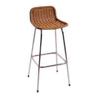 Dirk Van Sliedrecht - Rohe Noordwolde - Bar Stool With Wicker / Rattan Seat - In Great Condition,