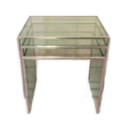 Vintage Glas En Chrome Mimiset Nesting Tables Bijzettafels thumbnail 1