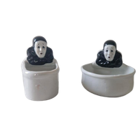 2 Vintage Porseleinen Pierrot Bakjes
