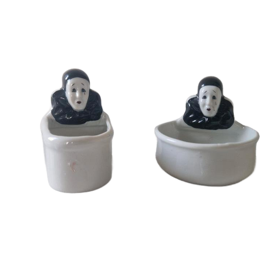 2 Vintage Porseleinen Pierrot Bakjes 1