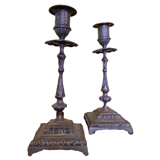 Bronzen Kandelaren Art Nouveau, Eind 19e Eeuw 1