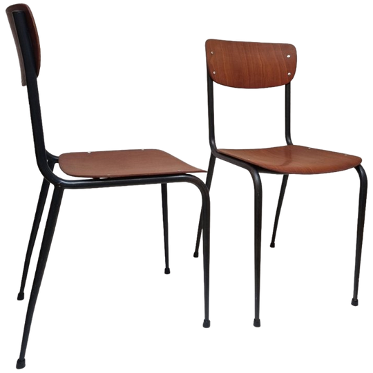 Set Van 2 Stapelbare Stoelen Pagholz Plywood, Duitsland Jaren 60 1