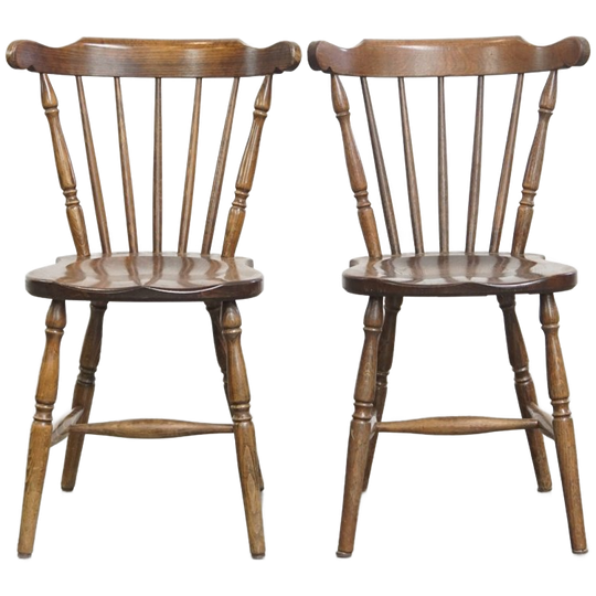 Geweldige Antieke Set Van 2 Hollandse Houten Spijlen Stoelen Met Een Prachtig Patina 1