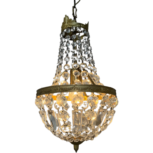 Franse Vintage Kroonluchter Hanglamp Zakkroonluchter Kristal