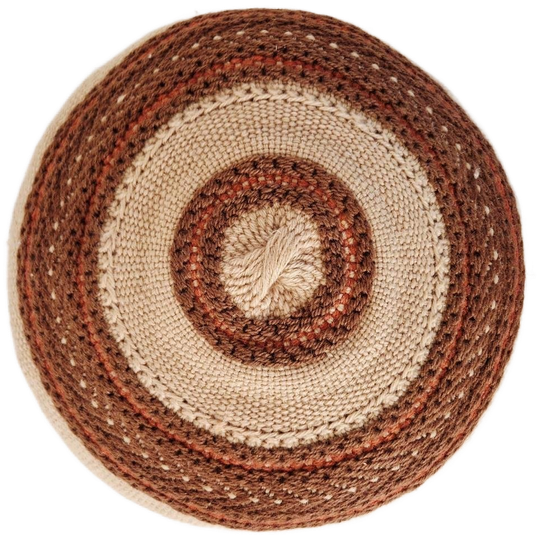 Vintage Rond Kussen In Bruin Tinten Retro Kussen Jaren 70 1