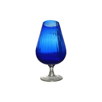 Zeer Grote Kobalt Blauwe Empoli Glas Vaas Met Ribbels