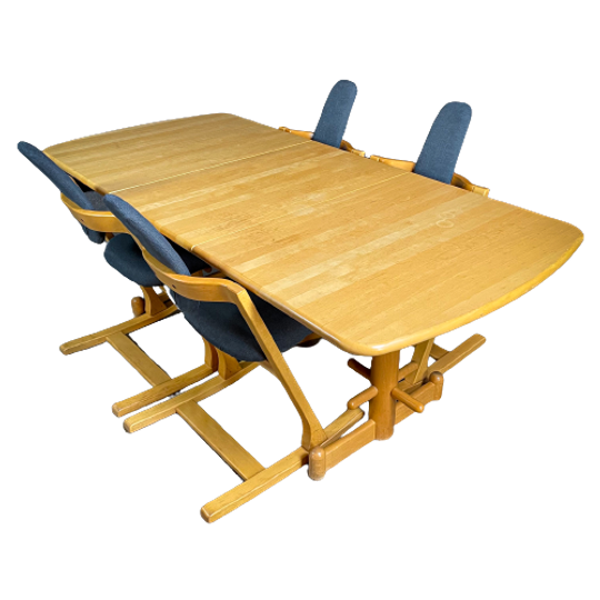 Vintage Stokke Pendulem Eetkamer Set – 4 Stoelen & Uitneembare Eettafel 1