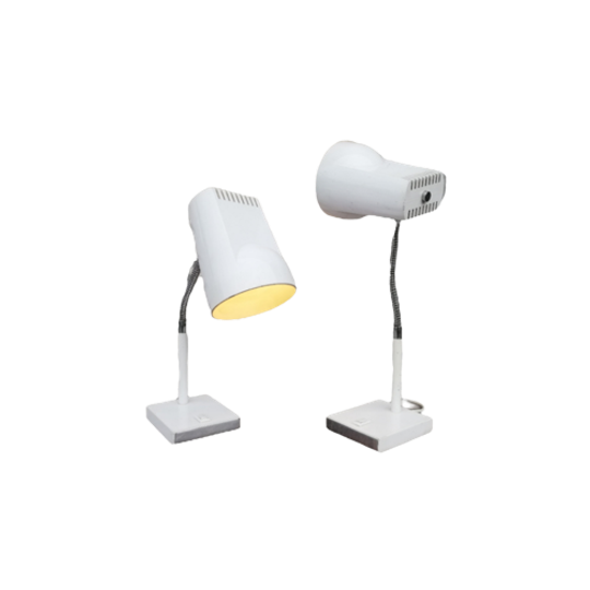 Duo Vintage Witte Bureaulampen 1