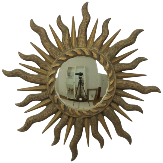 Sixties Sunburst Butler Spiegel Zonnespiegel Bol Glas Hars 43cm 1