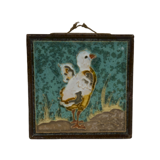 Polychroom Geglazuurde Cloisonné Wandtegel - L.e.f.bodart (1888-1933) - Uitvoering De Porceleyne 1