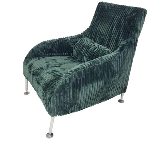 Vintage Design Fauteuil Groene Rib Diepe Zit Nieuwe Stof 1