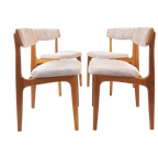 Vintage Houten Stoelen Licht Roze Ribstof Gerestaureerd thumbnail 1