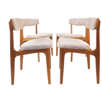 Vintage Houten Stoelen Licht Roze Ribstof Gerestaureerd