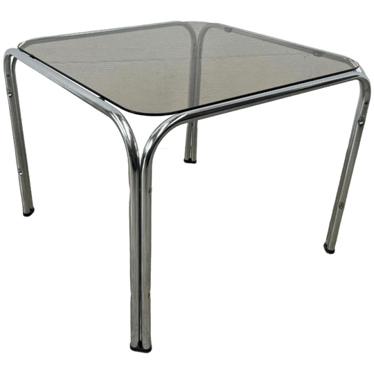 Midcentury Salontafel Chroom - Rookglas- Vierkant -space Age 1