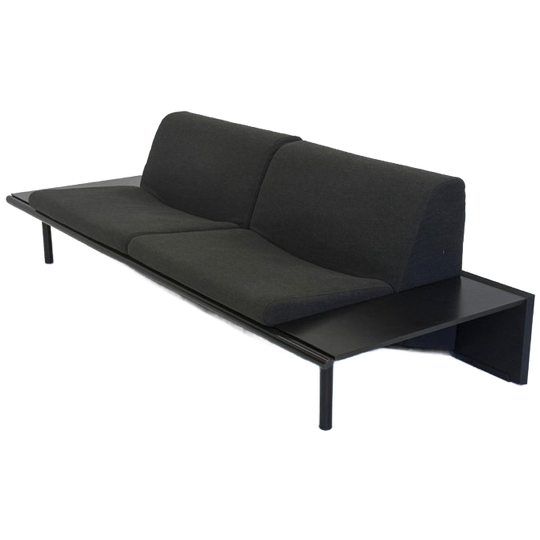 Harvink The Mission Bank Met Zwart Frame Donkergrijze Stof 1