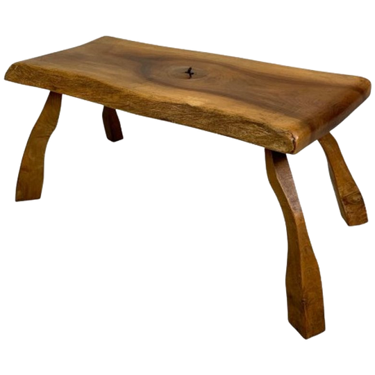 Vintage Houten Bijzettafeltje, Boomstamkrukje, Jaren 60 1