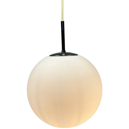 Vintage Glazen Bollamp / Hanglamp, Glashütte Limburg, Duitsland 1960's 1