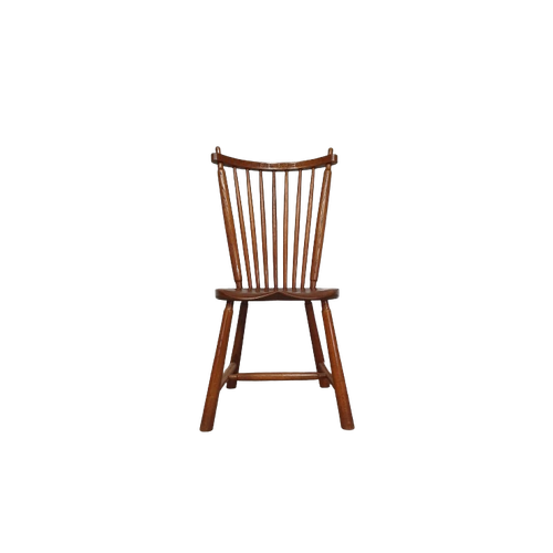 De Ster Geldermalsen Spindle Back Dining Chair 6 X In Solid Oak. With A Small Carved Decoration I