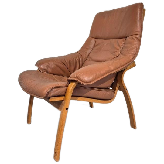Deense Vintage Fauteuil Bentwood Leer 1