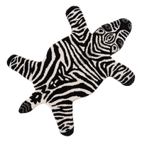 Vloerkleed Zebra 60X90 Cm Zwart Wit Wol - Clayre En Eef - Dieren Tapijt