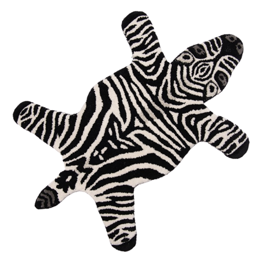 Vloerkleed Zebra 60X90 Cm Zwart Wit Wol - Clayre En Eef - Dieren Tapijt 1