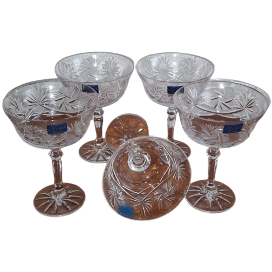 Vintage Set Van 5 Kristallen Champagneglazen Champagnecoupes 1