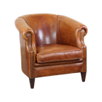 Schapenleren Clubfauteuil Met Een Correcte Afwerking Met Siernagels, In Goede Staat thumbnail 1