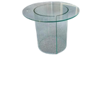 Vintage Postmodern Glazen Bijzettafel, Rond thumbnail 1