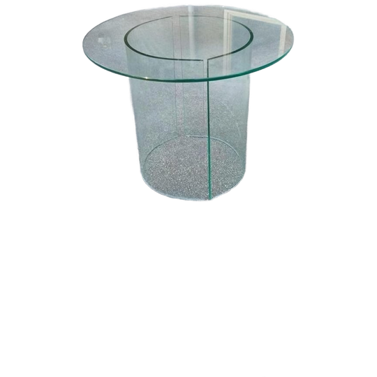Vintage Postmodern Glazen Bijzettafel, Rond 1