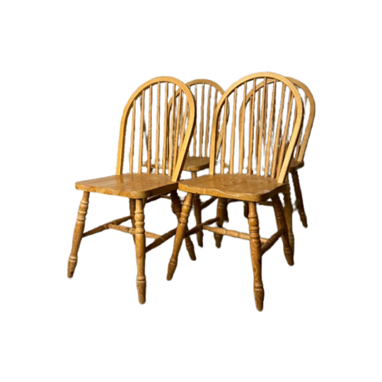 4X Grenen Vintage Spijlen Stoel, Windsor Stijl, Reliving 1
