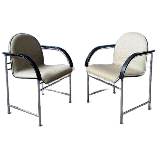 Vintage Arco Bk Eetstoelen -chrome & Zwart- 1