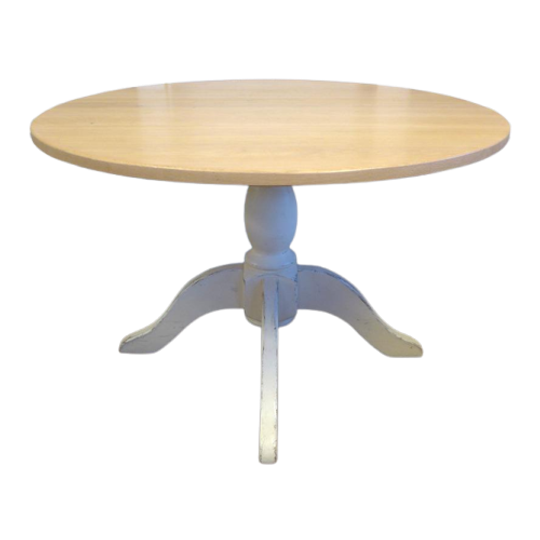 Prachtige Witte Landelijke Ronde Eiken Eettafel 120 Cm 1
