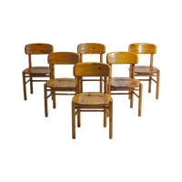 Set Van 6 Deens Mid-century Eetkamerstoelen Van Rainer Daumiller In Dennenhout, 1960s