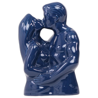 Vintage Blauw Beeld Kussend Stel
