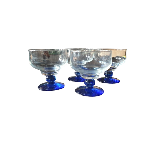 Set Van 4 Vintage Ijscoupes Kobalt Blauw