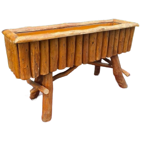 Vintage Houten Plantenbak Wabi-sabi Brutalist 1