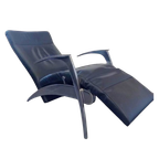 David Design Armchair /lounger By Interprofil / Black Leather Good Condition thumbnail 1
