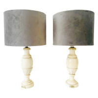 Vintage Set Italiaanse Albast Marmeren Lampen