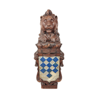 Antieke Houten Leeuw Met Wapenschild
