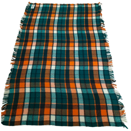 Vintage Aabe Zuiver Scheerwollen Deken (oranje/groen/bruin) 1