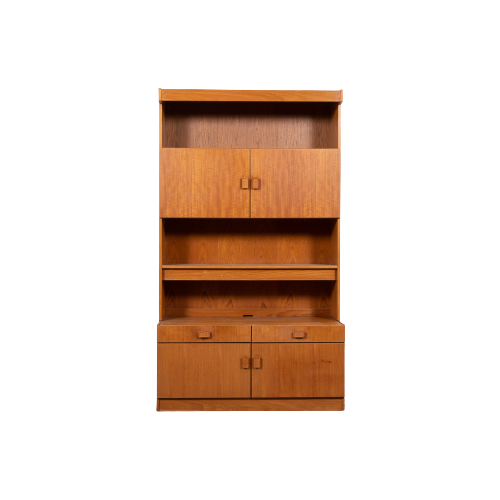 1970’S Vintage Danish Teak Veneer Cabinet / Buffetkst / Boekenkast From Denka