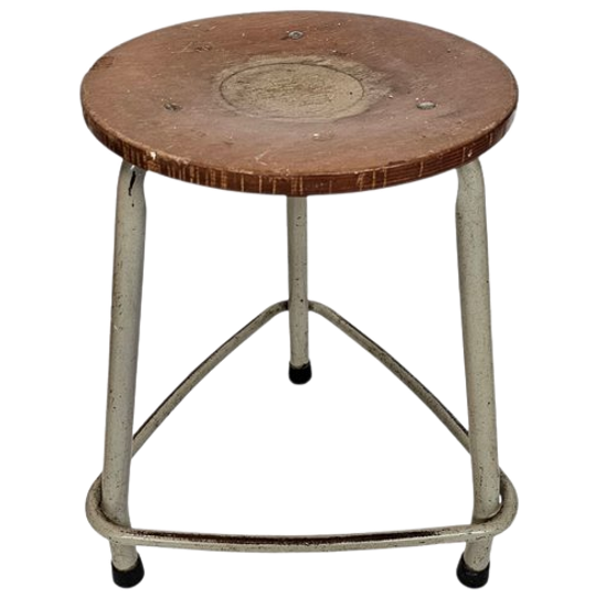 Ahrend De Cirkel - Industrieel - Krukje - Hout - Metaal - 60s 1