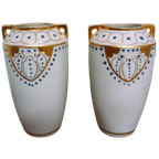 Set Van 2 Porseleinen Vaasjes, Jugendstil. thumbnail 1