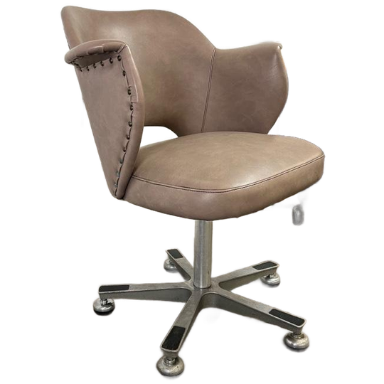 Vintage Taupe Lounge Stoel / Bureaustoel Met Chromen Frame 1