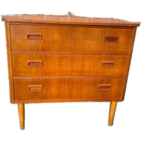 Vintage Teakhouten 3-ladenkastje